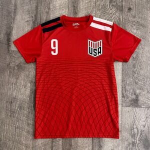 Fast Action USA Soccer Jersey Red Number 9 Graphic Training Shirt Small